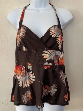 Women’s cotton halter peplum top